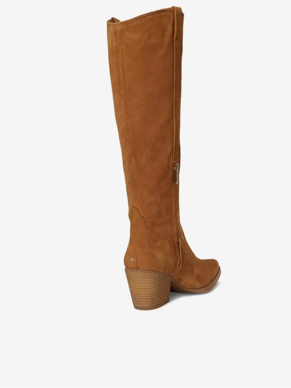 San Edelman Wyatt Tall Suede Block Heel Boots - Brown - Picture 7 of 9